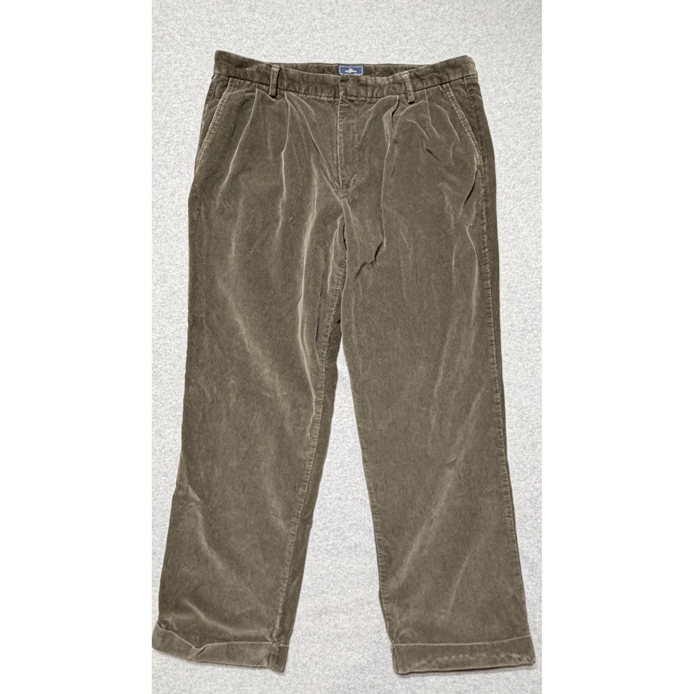 Dockers Mens Brown‎ Corduroy Pants 38x32 Relaxed Fit Pleated Cuffed Straight Leg